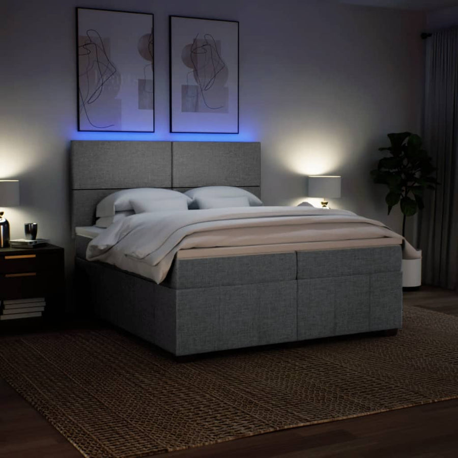 Boxspring met matras stof lichtgrijs 200x200 cm