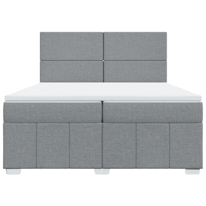 Boxspring met matras stof lichtgrijs 200x200 cm