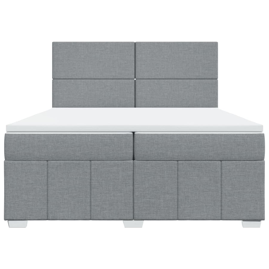 Boxspring met matras stof lichtgrijs 200x200 cm