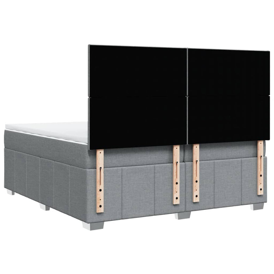 Boxspring met matras stof lichtgrijs 200x200 cm