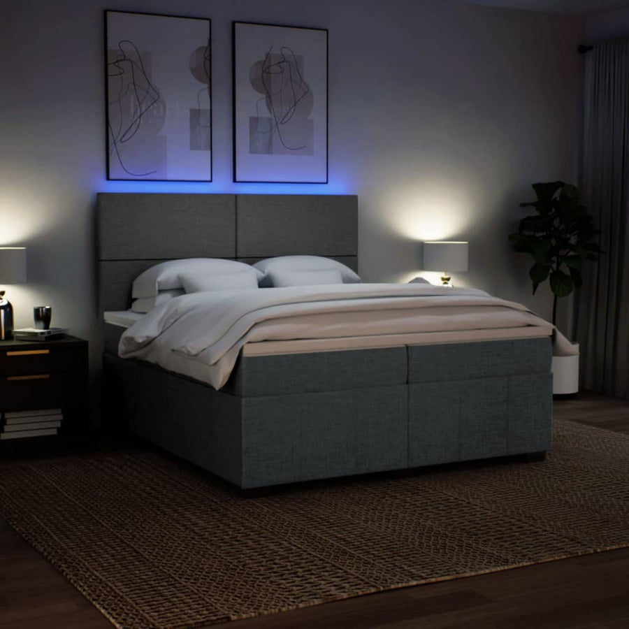 Boxspring met matras stof donkergrijs 200x200 cm