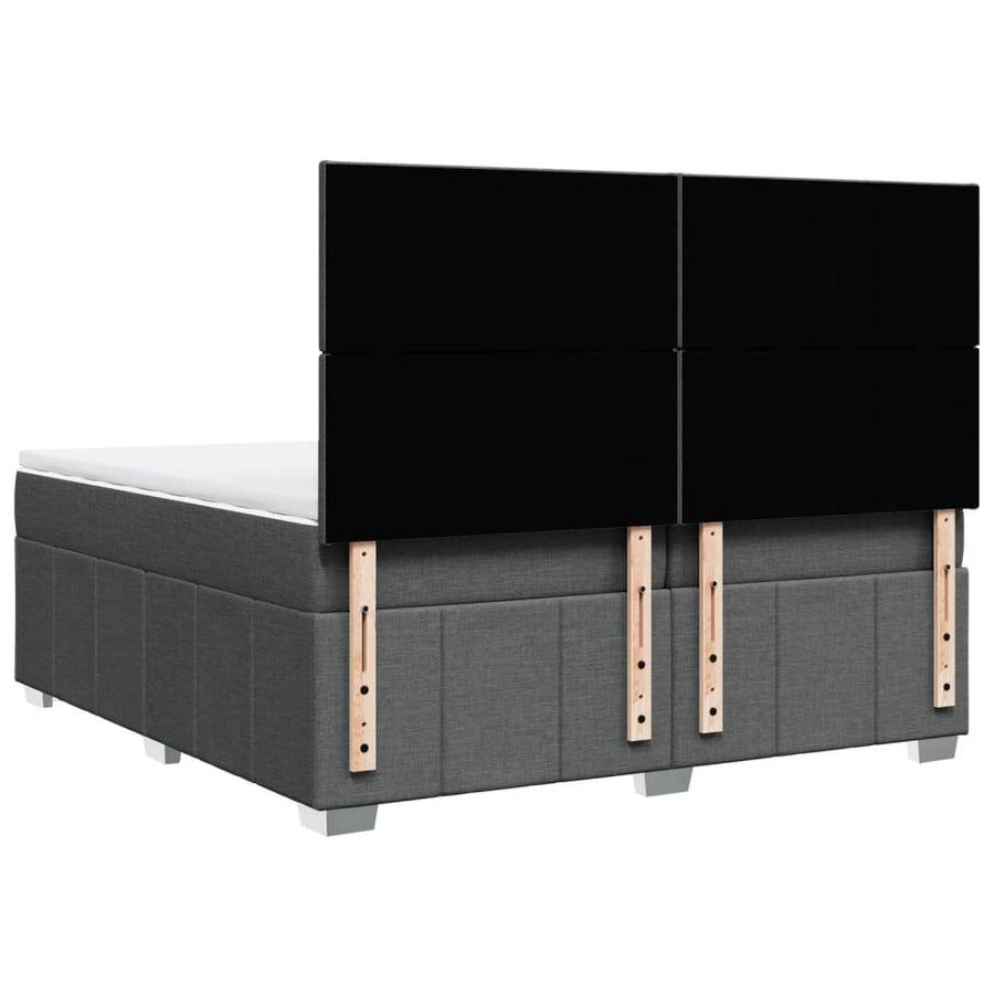Boxspring met matras stof donkergrijs 200x200 cm