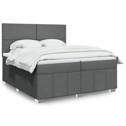 Boxspring met matras stof donkergrijs 200x200 cm
