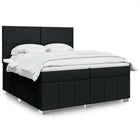 Box spring bed with mattress fabric black 200x200 cm