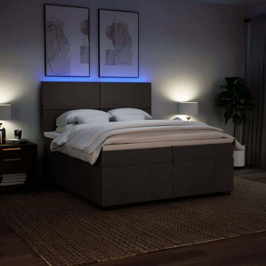 Boxspring met matras stof donkerbruin 200x200 cm