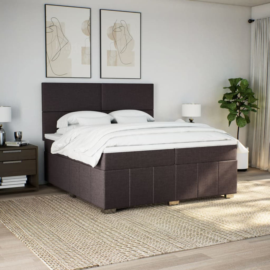 Boxspring met matras stof donkerbruin 200x200 cm
