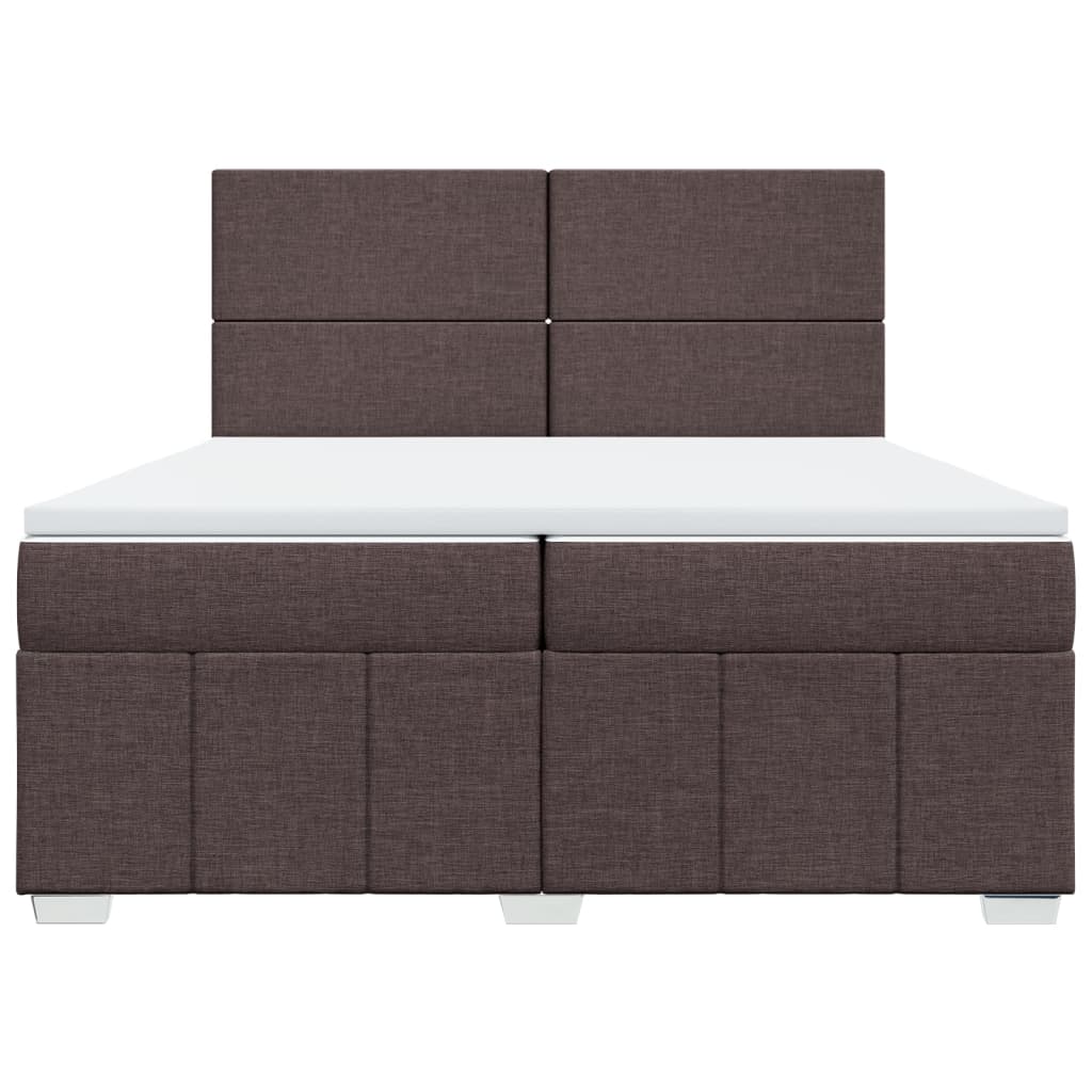 Boxspring met matras stof donkerbruin 200x200 cm