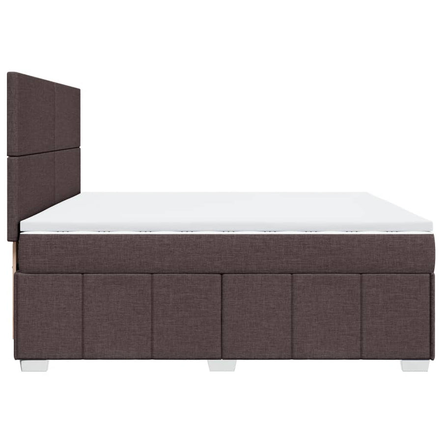 Boxspring met matras stof donkerbruin 200x200 cm