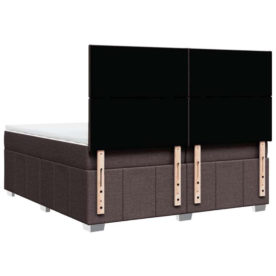 Boxspring met matras stof donkerbruin 200x200 cm