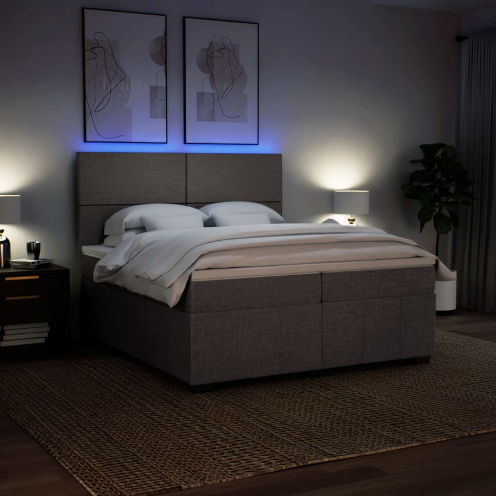 Boxspring met matras stof taupe 200x200 cm