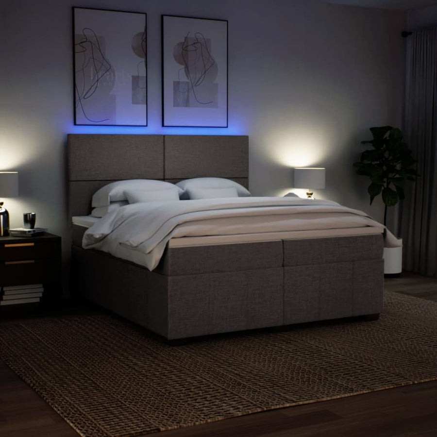Boxspring met matras stof taupe 200x200 cm