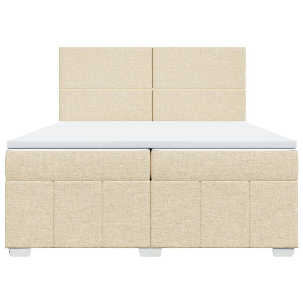 Boxspring met matras stof crèmekleurig 200x200 cm
