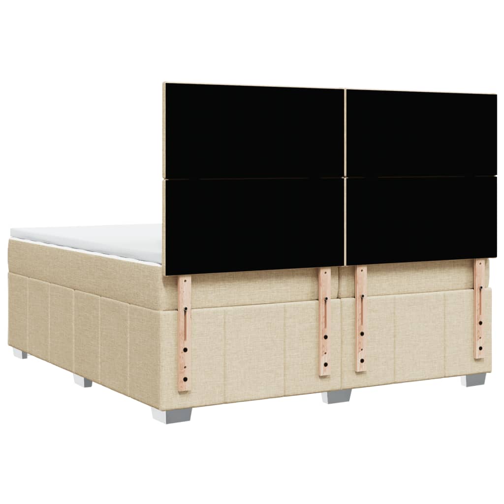 Boxspring met matras stof crèmekleurig 200x200 cm