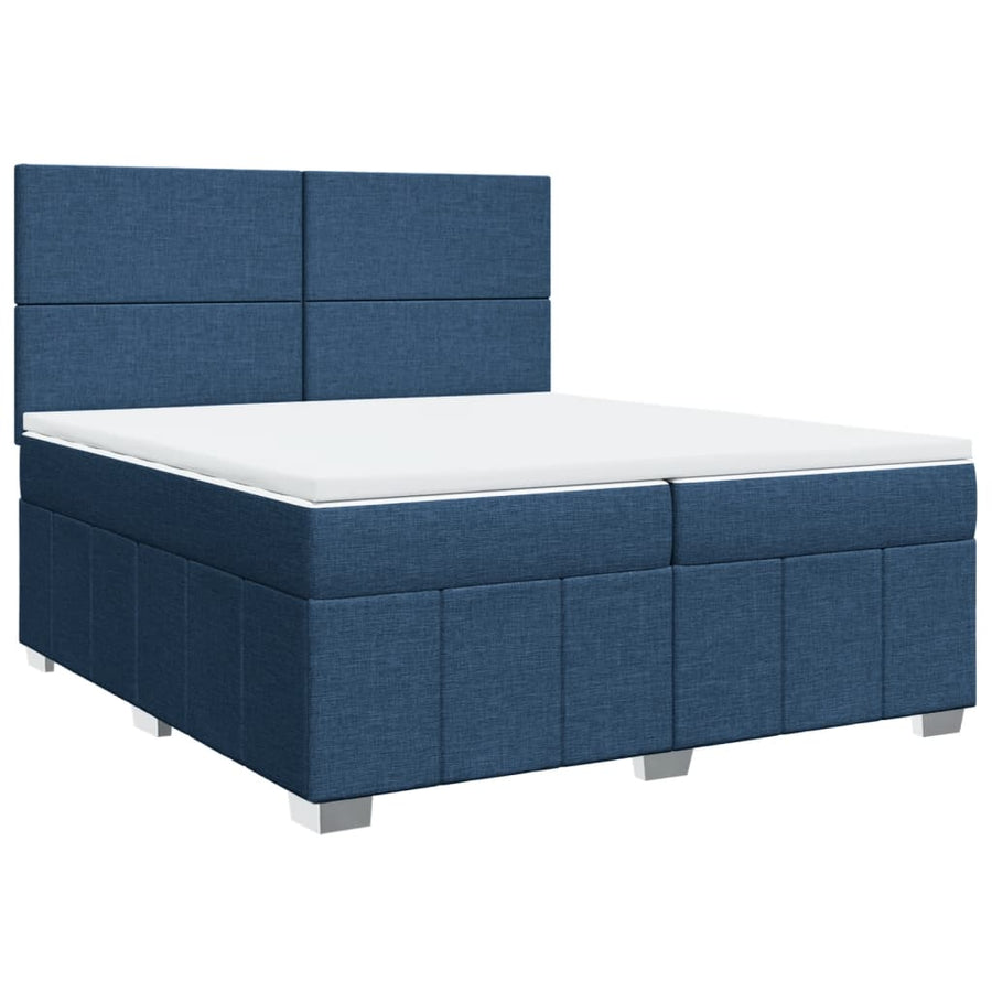 Boxspring met matras stof blauw 200x200 cm
