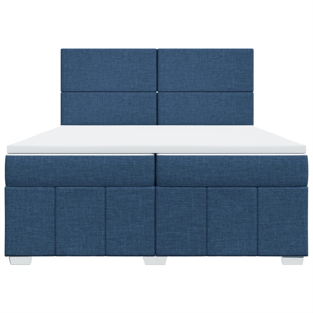 Boxspring met matras stof blauw 200x200 cm
