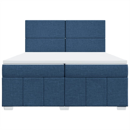 Boxspring met matras stof blauw 200x200 cm