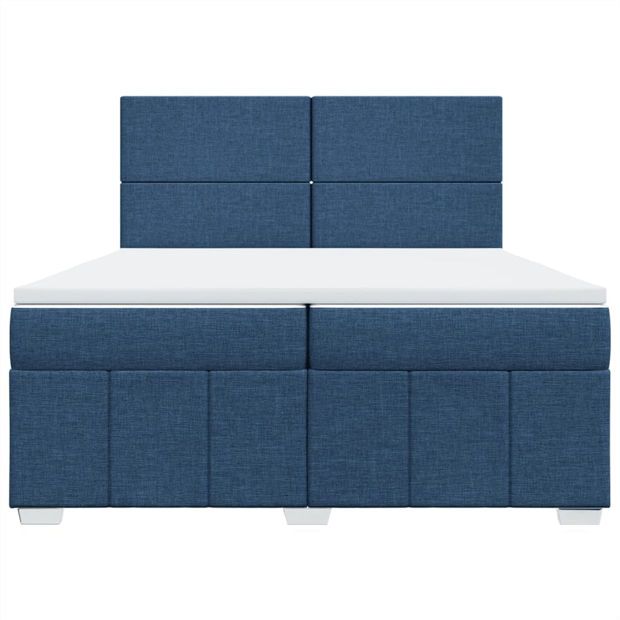 Boxspring met matras stof blauw 200x200 cm