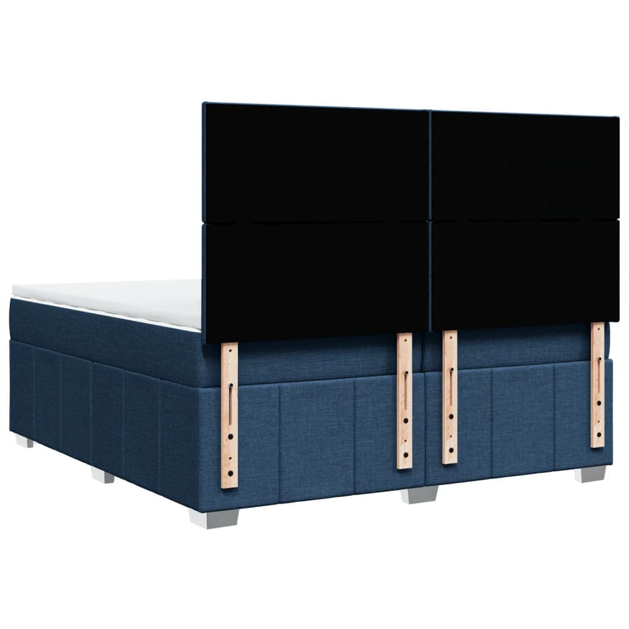Boxspring met matras stof blauw 200x200 cm