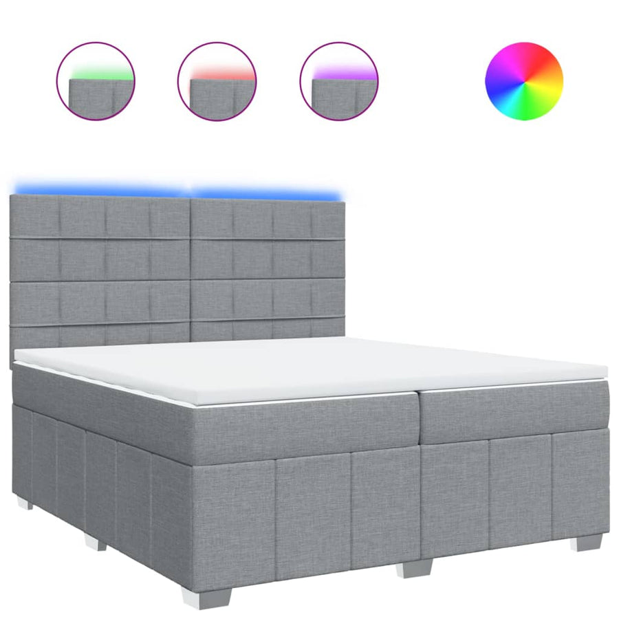Boxspring met matras stof lichtgrijs 200x200 cm