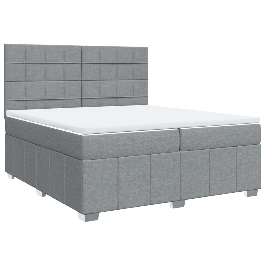 Boxspring met matras stof lichtgrijs 200x200 cm
