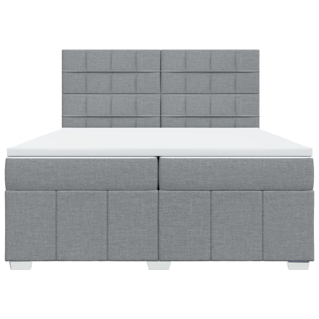 Boxspring met matras stof lichtgrijs 200x200 cm