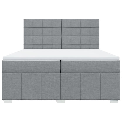 Boxspring met matras stof lichtgrijs 200x200 cm