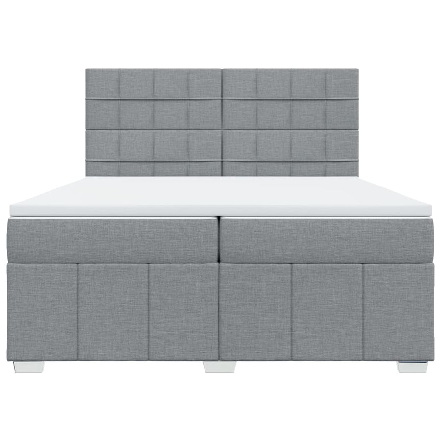 Boxspring met matras stof lichtgrijs 200x200 cm