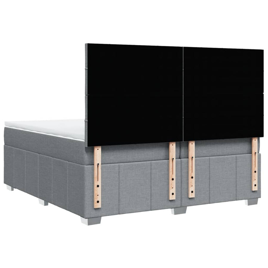 Boxspring met matras stof lichtgrijs 200x200 cm