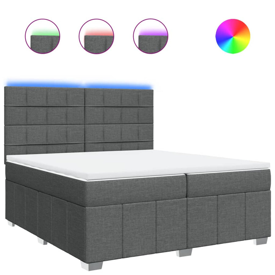 Boxspring met matras stof donkergrijs 200x200 cm