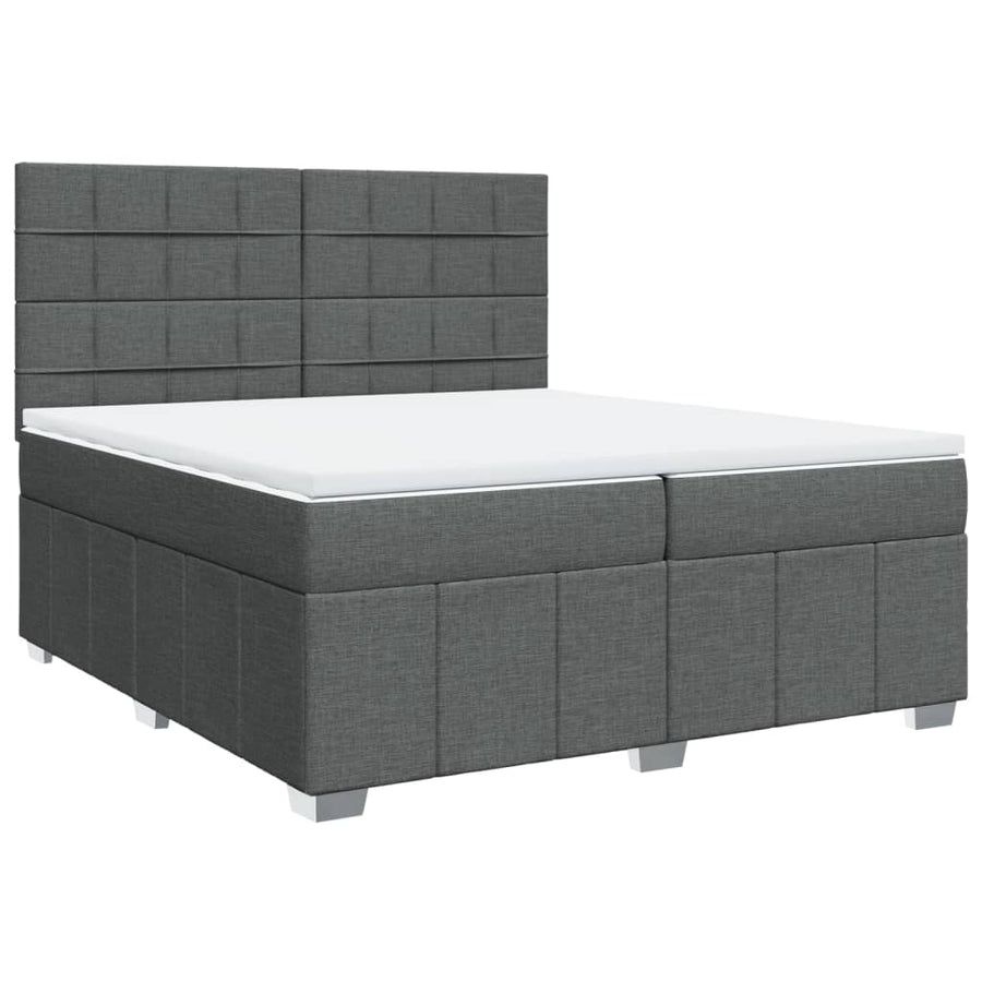 Boxspring met matras stof donkergrijs 200x200 cm