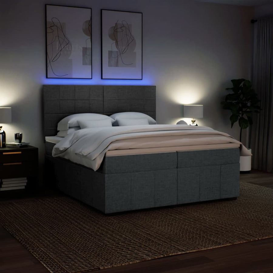 Boxspring met matras stof donkergrijs 200x200 cm