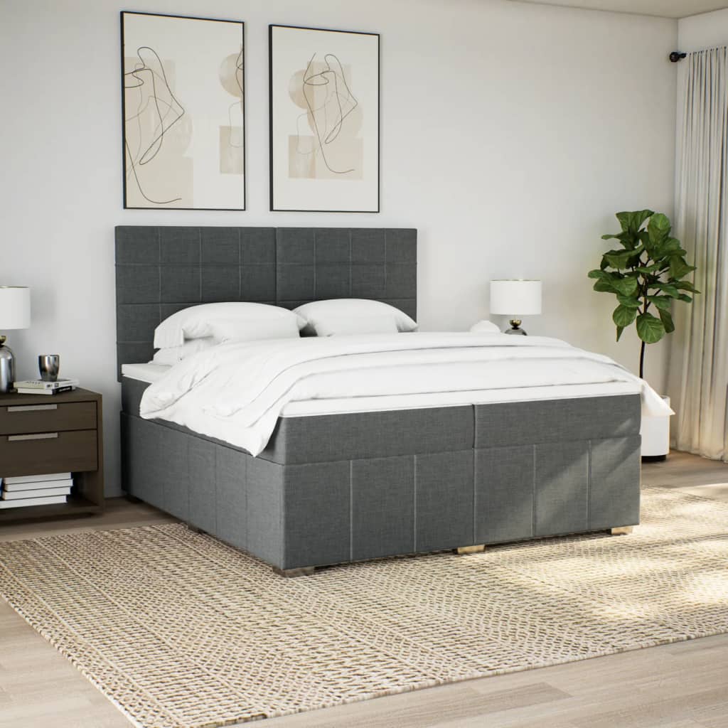 Boxspring met matras stof donkergrijs 200x200 cm