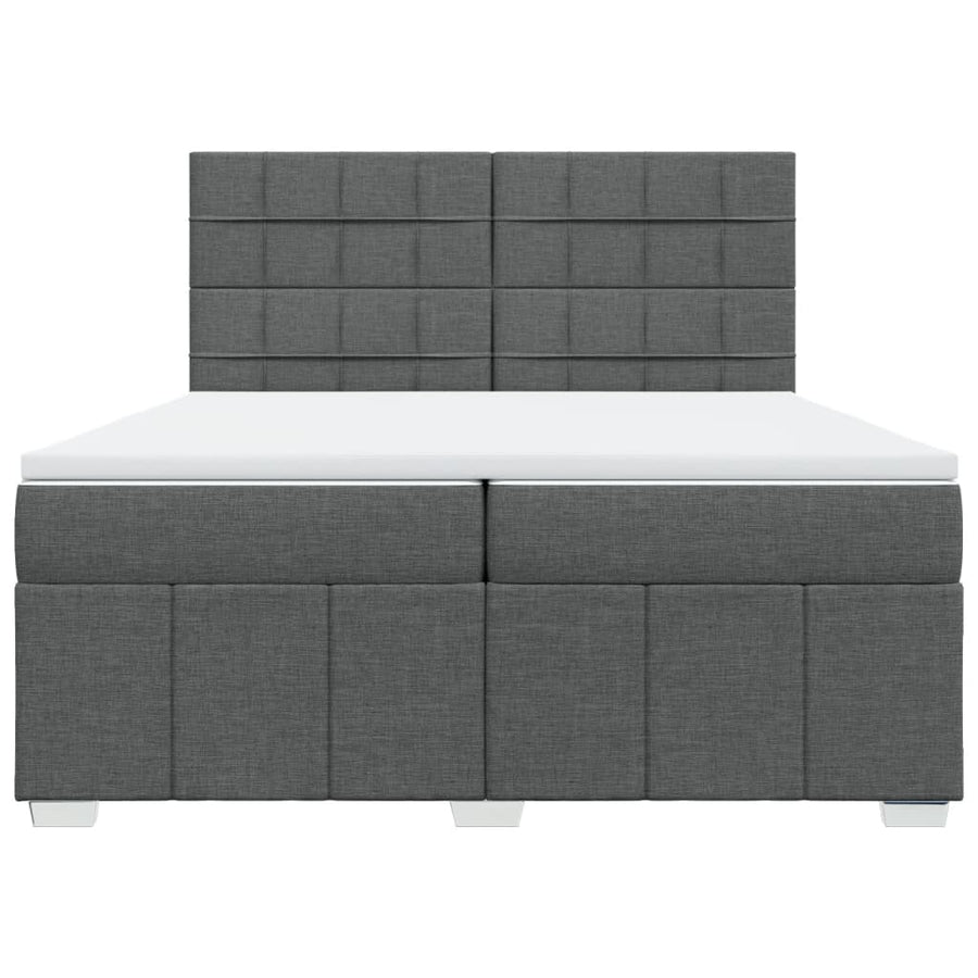 Boxspring met matras stof donkergrijs 200x200 cm