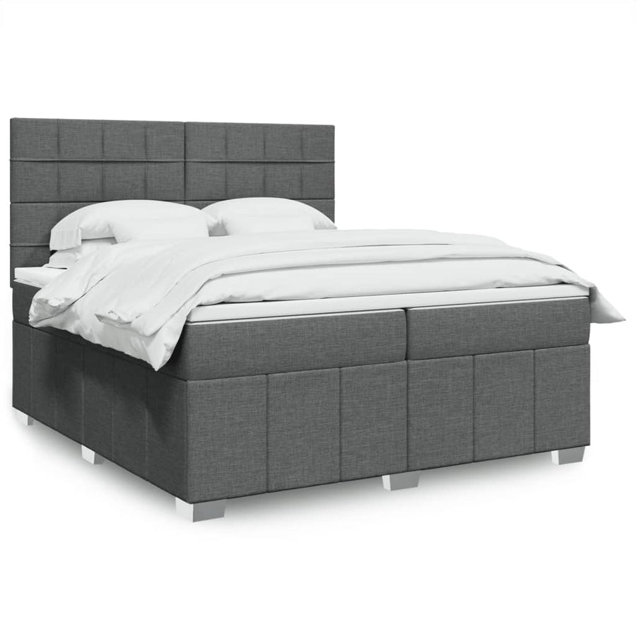 Boxspring met matras stof donkergrijs 200x200 cm