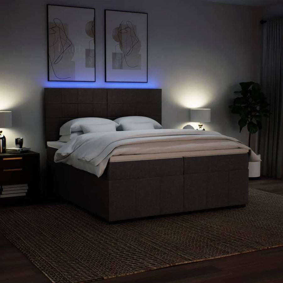 Boxspring met matras stof donkerbruin 200x200 cm