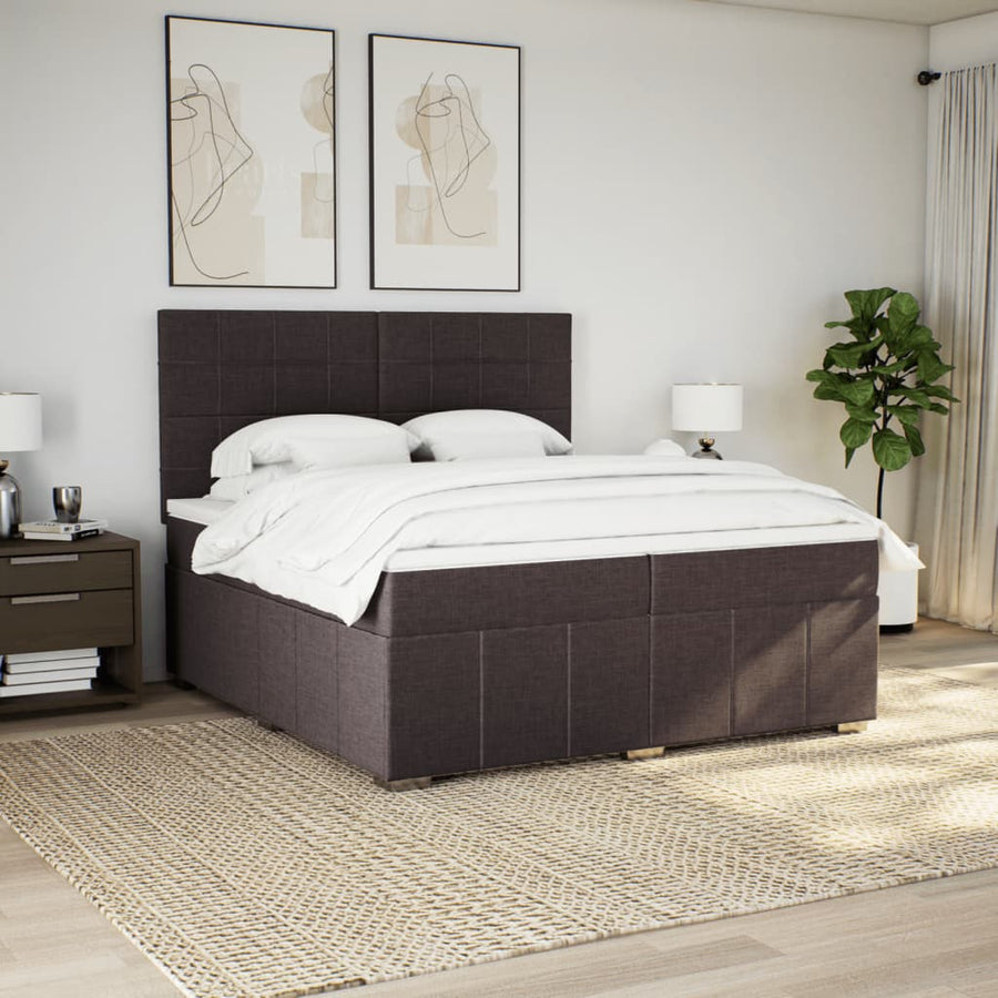 Boxspring met matras stof donkerbruin 200x200 cm