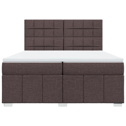 Boxspring met matras stof donkerbruin 200x200 cm