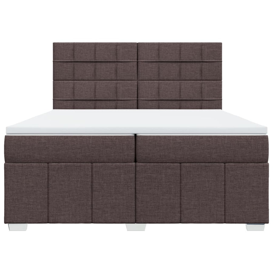 Boxspring met matras stof donkerbruin 200x200 cm
