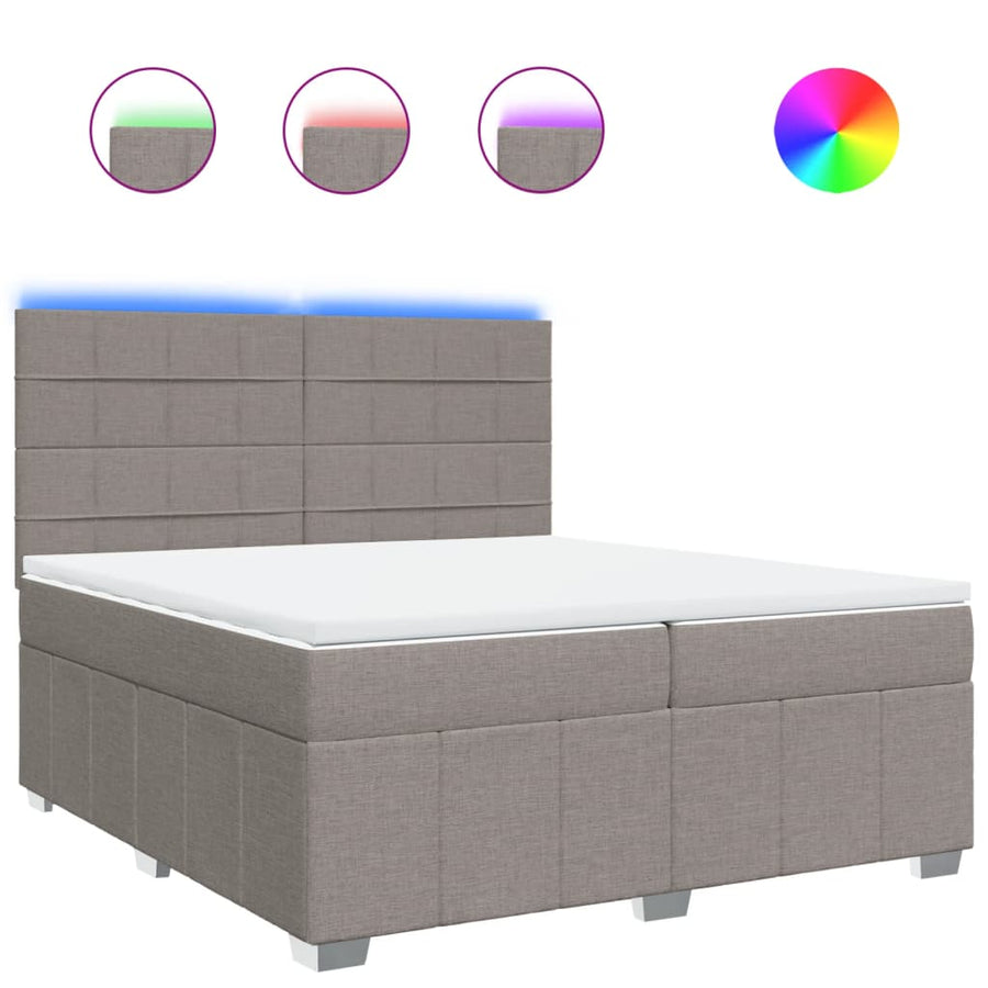 Boxspring met matras stof taupe 200x200 cm
