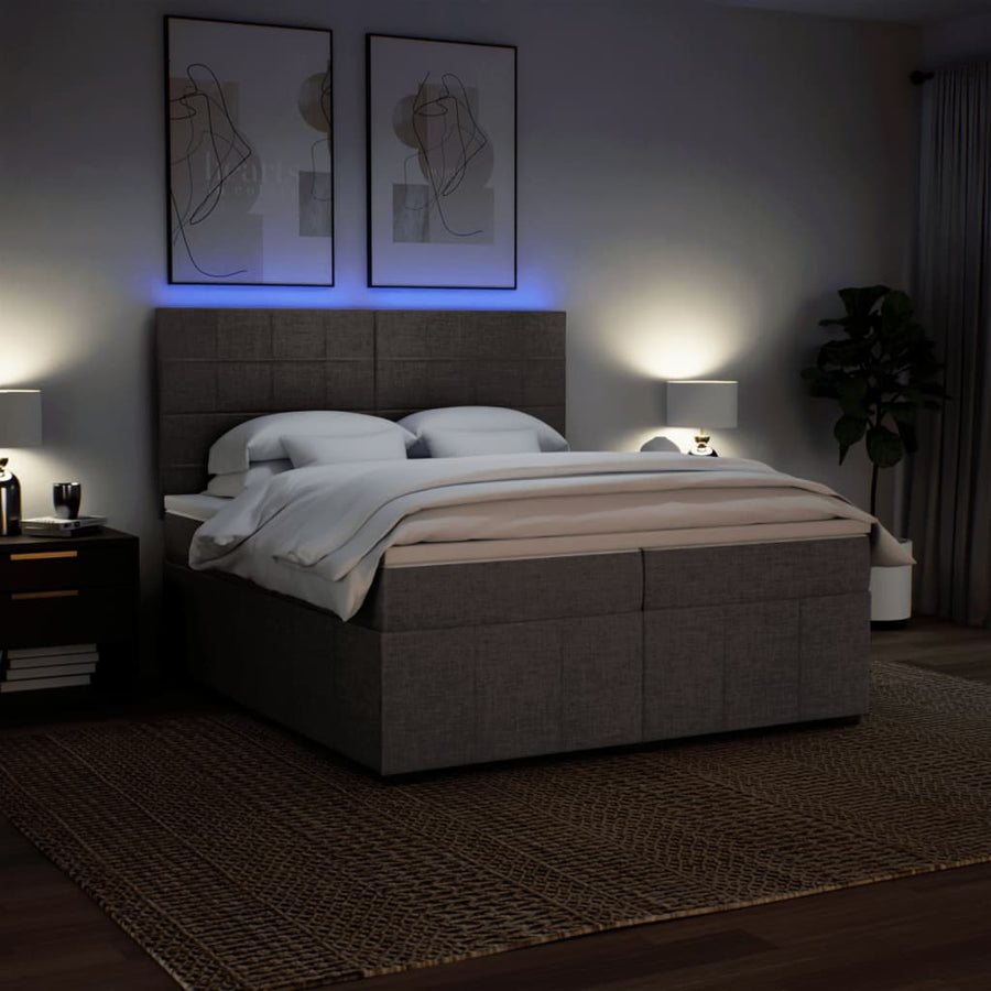 Boxspring met matras stof taupe 200x200 cm