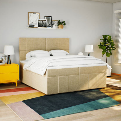Boxspring met matras stof crèmekleurig 200x200 cm