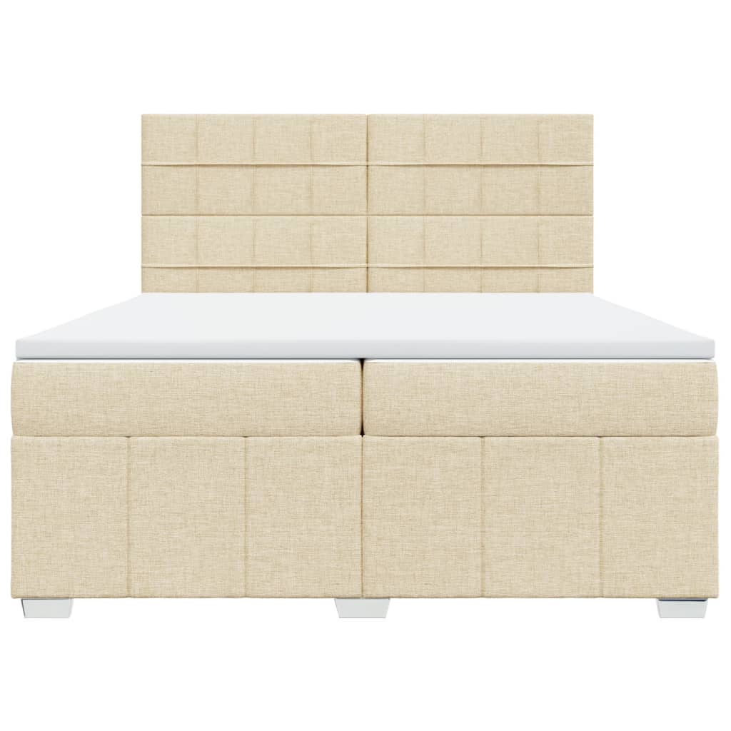 Boxspring met matras stof crèmekleurig 200x200 cm