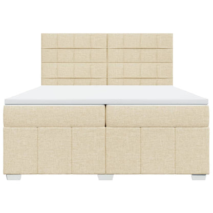 Boxspring met matras stof crèmekleurig 200x200 cm