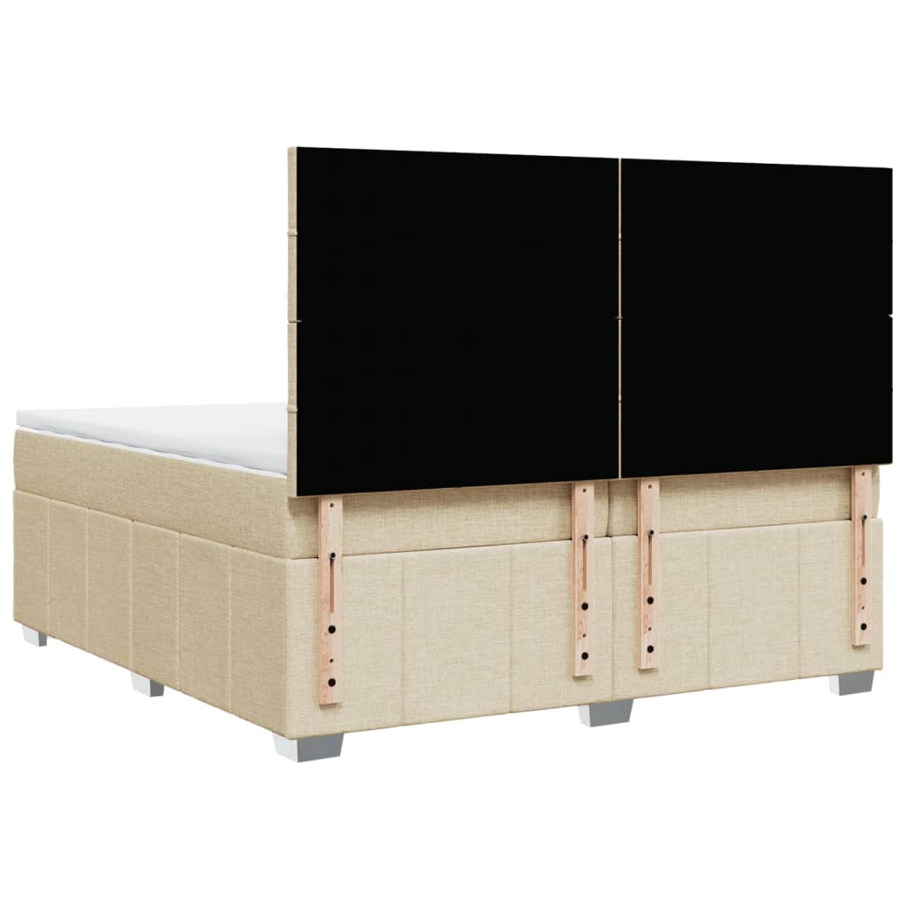 Boxspring met matras stof crèmekleurig 200x200 cm