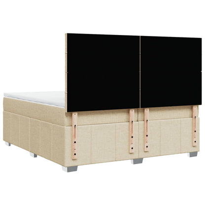Boxspring met matras stof crèmekleurig 200x200 cm