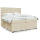 Box spring with fabric mattress cream-coloured 200x200 cm