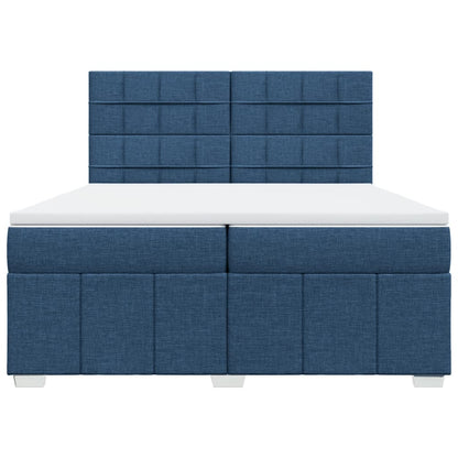 Boxspring met matras stof blauw 200x200 cm