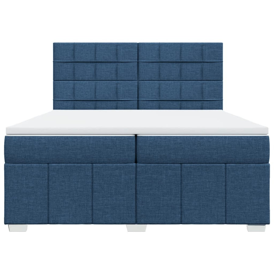 Boxspring met matras stof blauw 200x200 cm