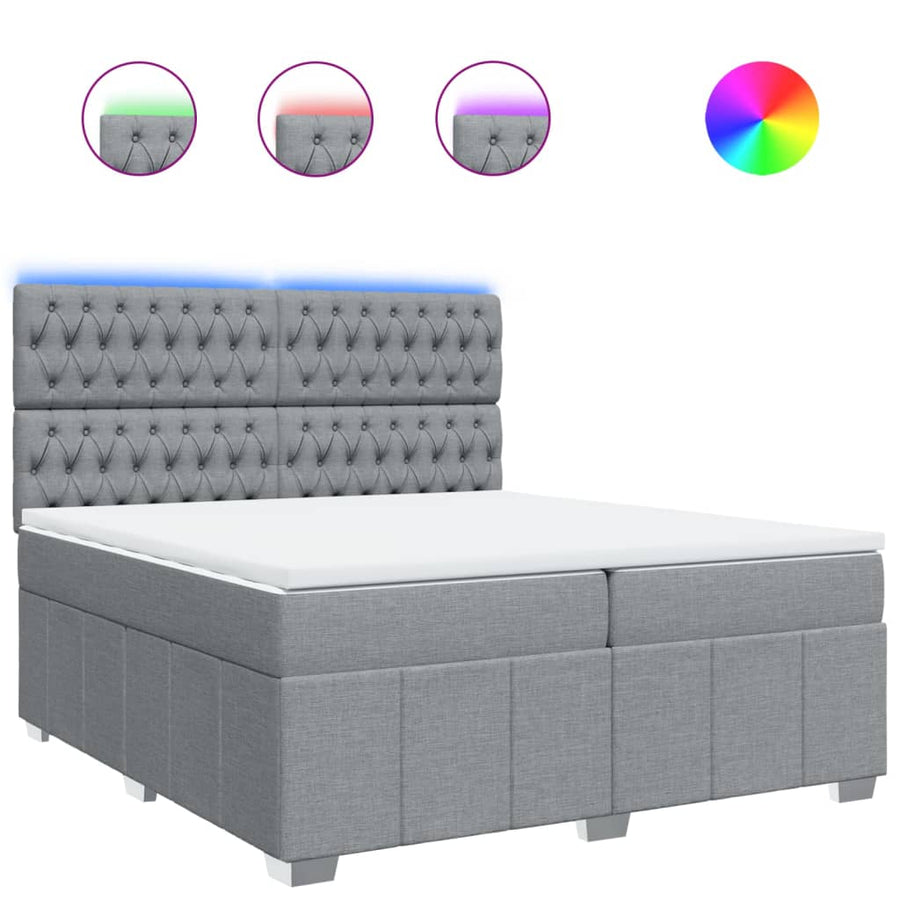 Boxspring met matras stof lichtgrijs 200x200 cm