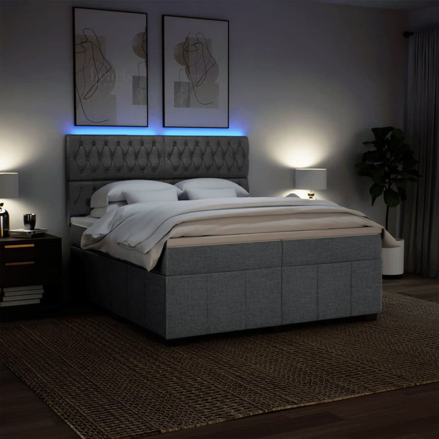 Boxspring met matras stof lichtgrijs 200x200 cm